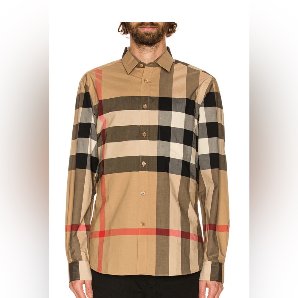 Burberry London authentic Mens Somerton Button Down Long Sleeve Shirt Small